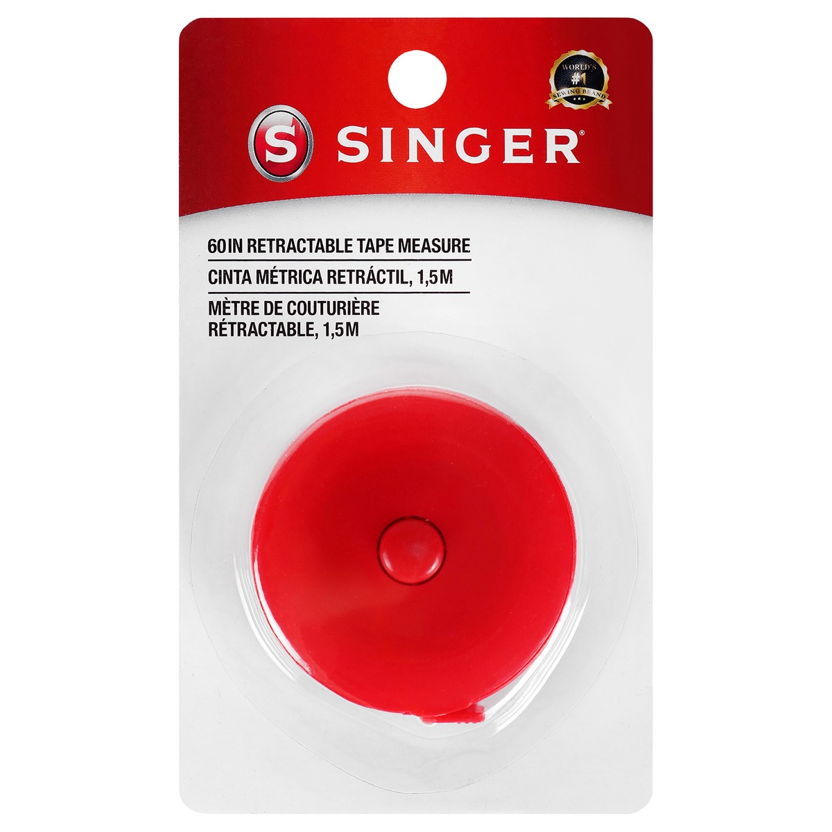 slide 1 of 2, SINGER Retractable 60" Tape Measure, Red, 1 ct