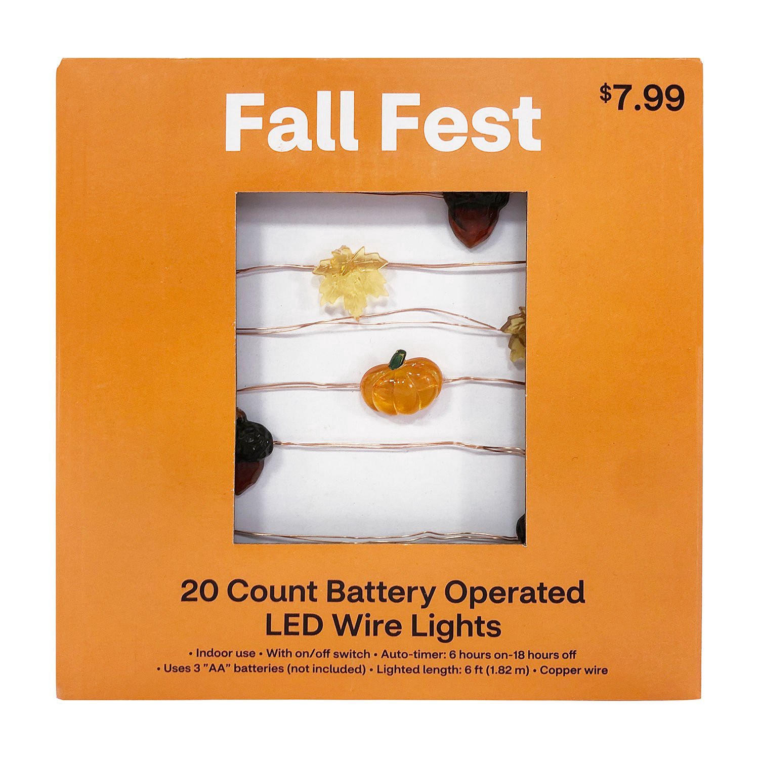 slide 1 of 1, FALL FEST 20ct Bo Led Wire Lit W/timer, 20 ct