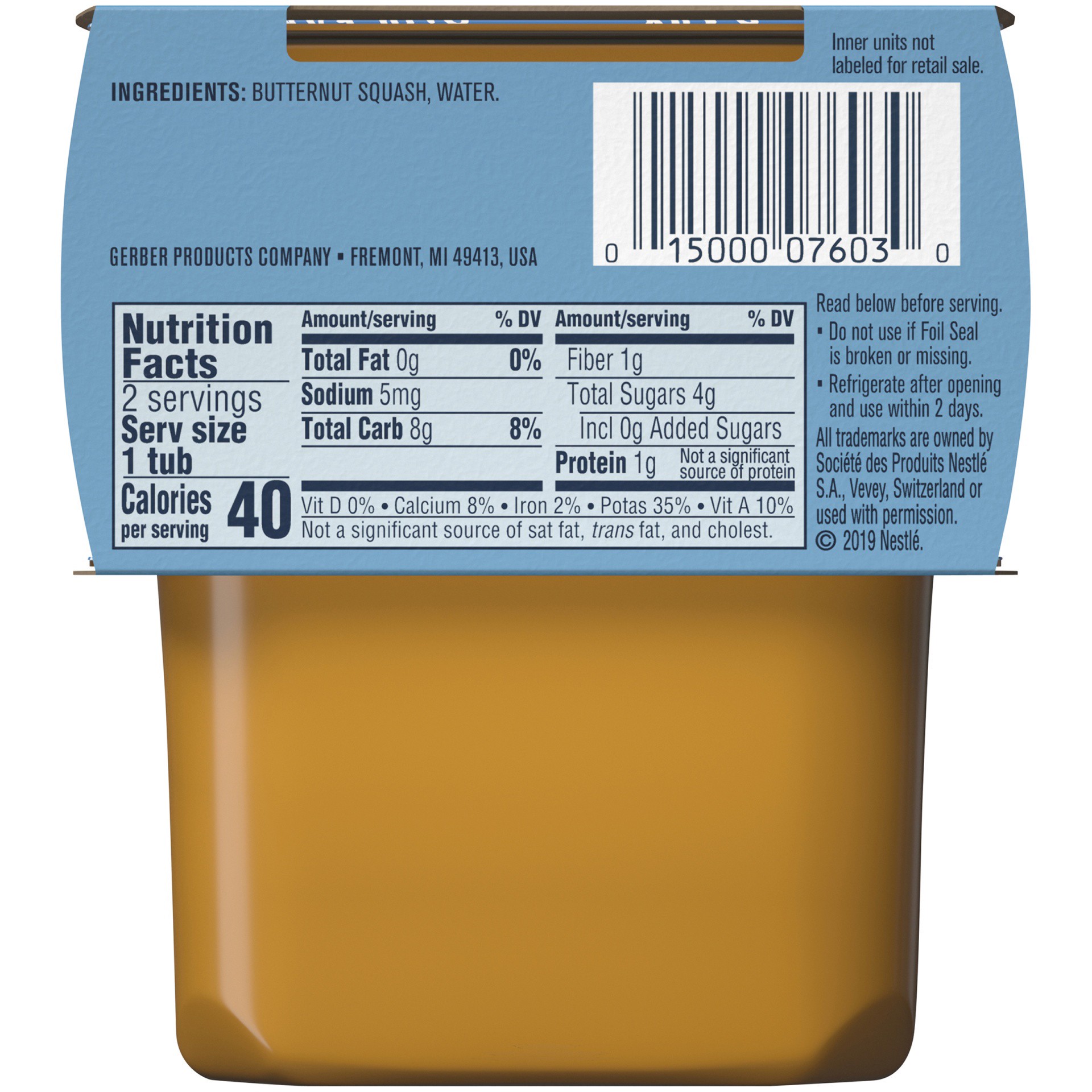 slide 6 of 17, Gerber 2nd Foods Natural for Baby Butternut Squash Baby Food, 4 oz. Tubs, 2 Count, 2 ct