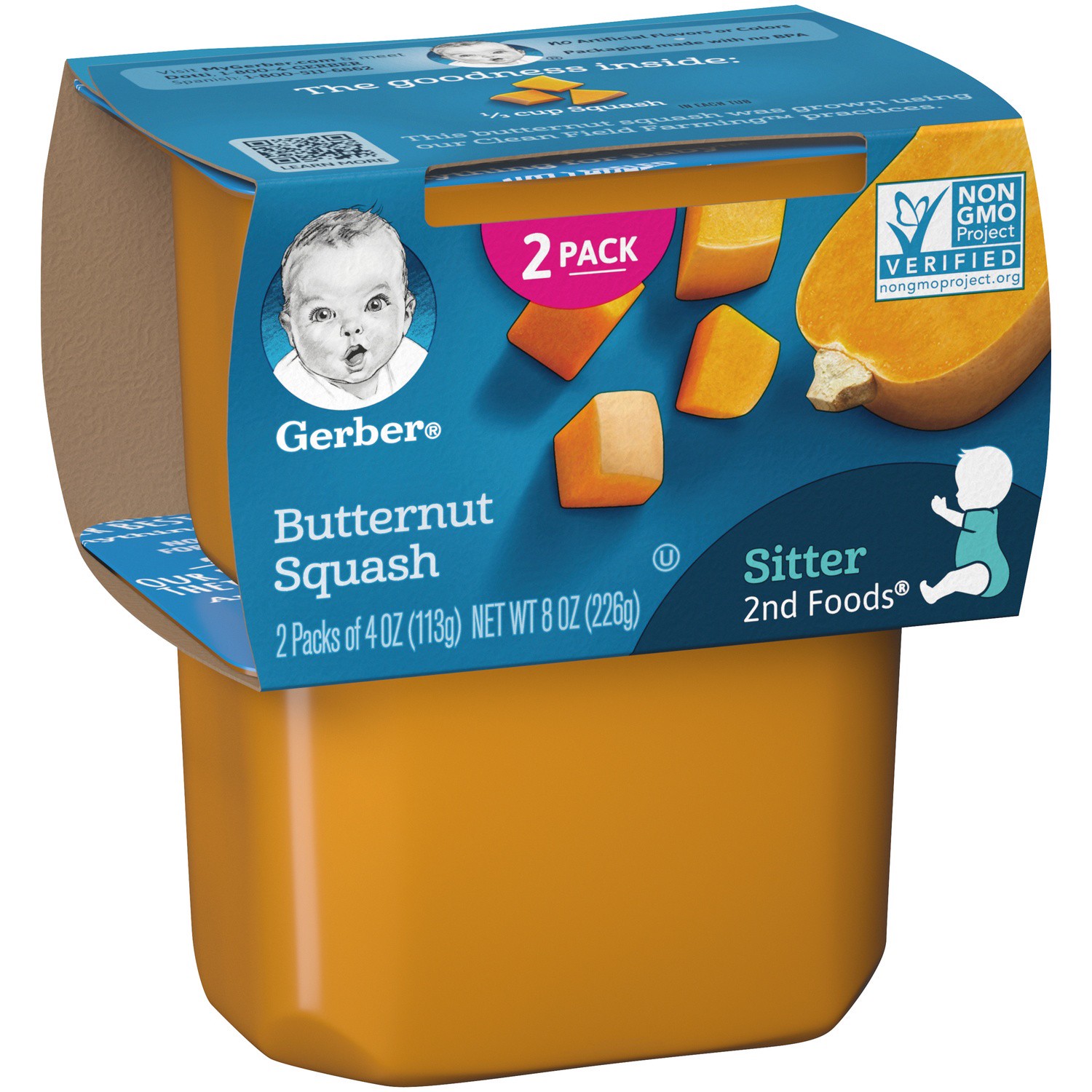 slide 9 of 17, Gerber 2nd Foods Natural for Baby Butternut Squash Baby Food, 4 oz. Tubs, 2 Count, 2 ct