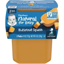 Gerber 2nd Foods Natural for Baby Butternut Squash Baby Food, 4 oz. Tubs, 2 Count