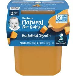 Gerber 2nd Foods Natural for Baby Butternut Squash Baby Food, 4 oz. Tubs, 2 Count