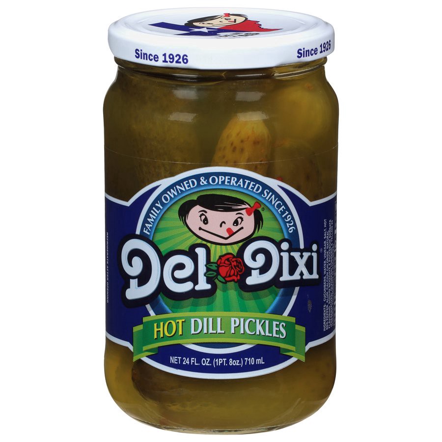 slide 1 of 1, Del-Dixi Hot Dill Pickles, 24 oz