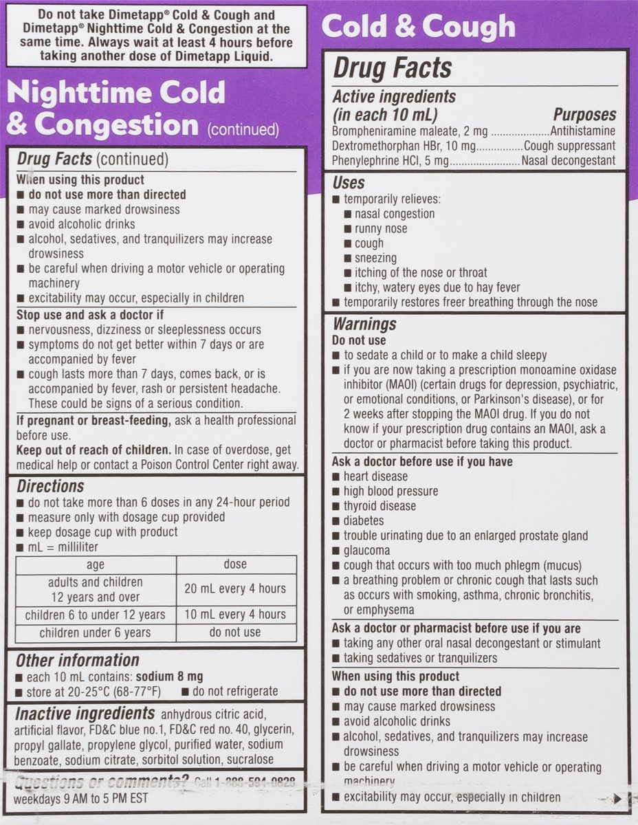 slide 4 of 10, Children's Dimetapp Day & Night, Cold & Cough, Nighttime Cold & Congestion Medicine, Grape Flavor, 4 fl oz