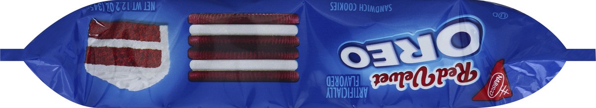 slide 4 of 6, OREO Red Velvet Cream Cheese Flavored Creme Sandwich Cookies, 12.2 oz, 0.8 lb