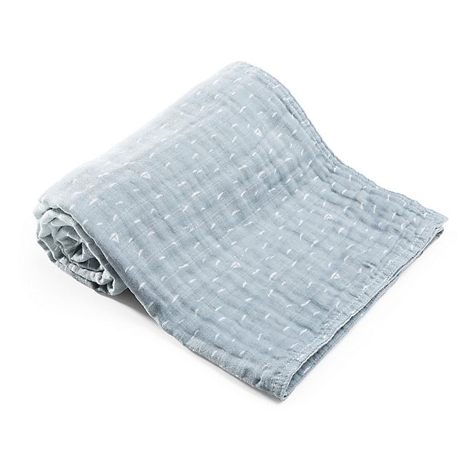 slide 1 of 3, Stokke Muslin Organic Cotton Blanket - Slate Blue, 1 ct