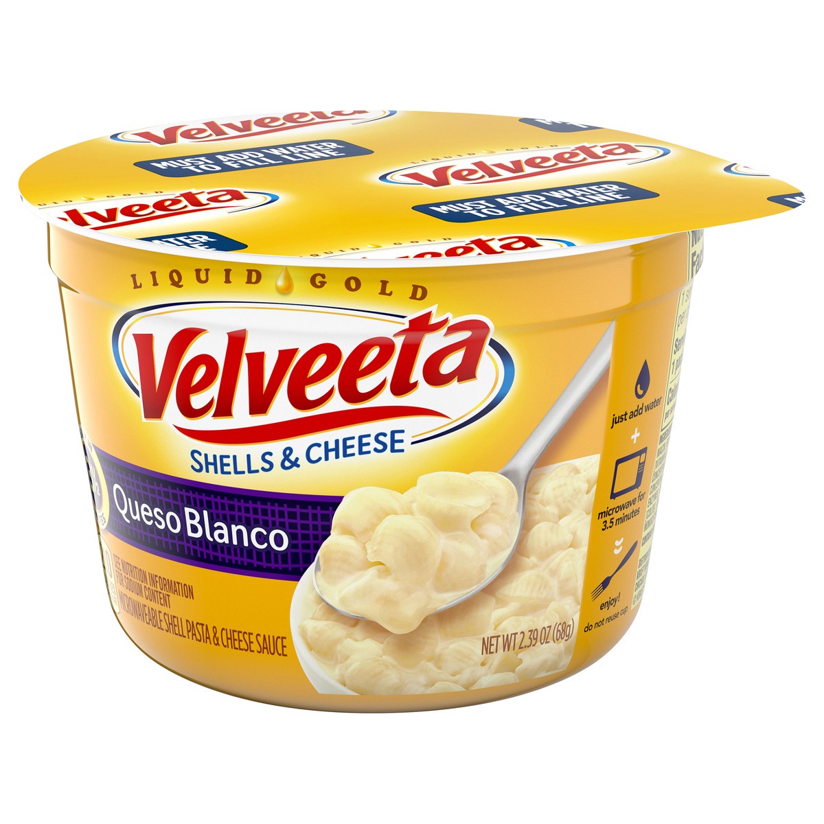 slide 7 of 9, Velveeta Shells & Cheese Queso Blanco Microwavable Shell Pasta & Cheese Sauce, 2.39 oz Cup, 2.39 oz