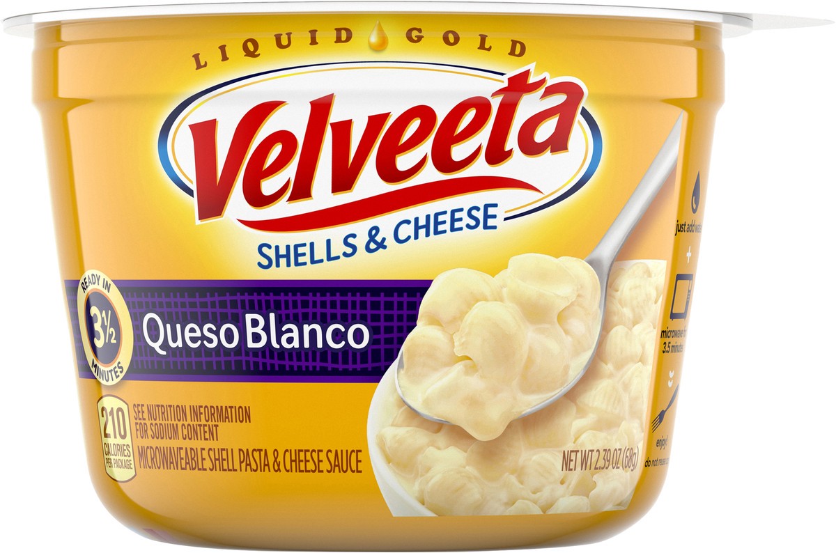 slide 8 of 9, Velveeta Shells & Cheese Queso Blanco Microwavable Shell Pasta & Cheese Sauce, 2.39 oz Cup, 2.39 oz