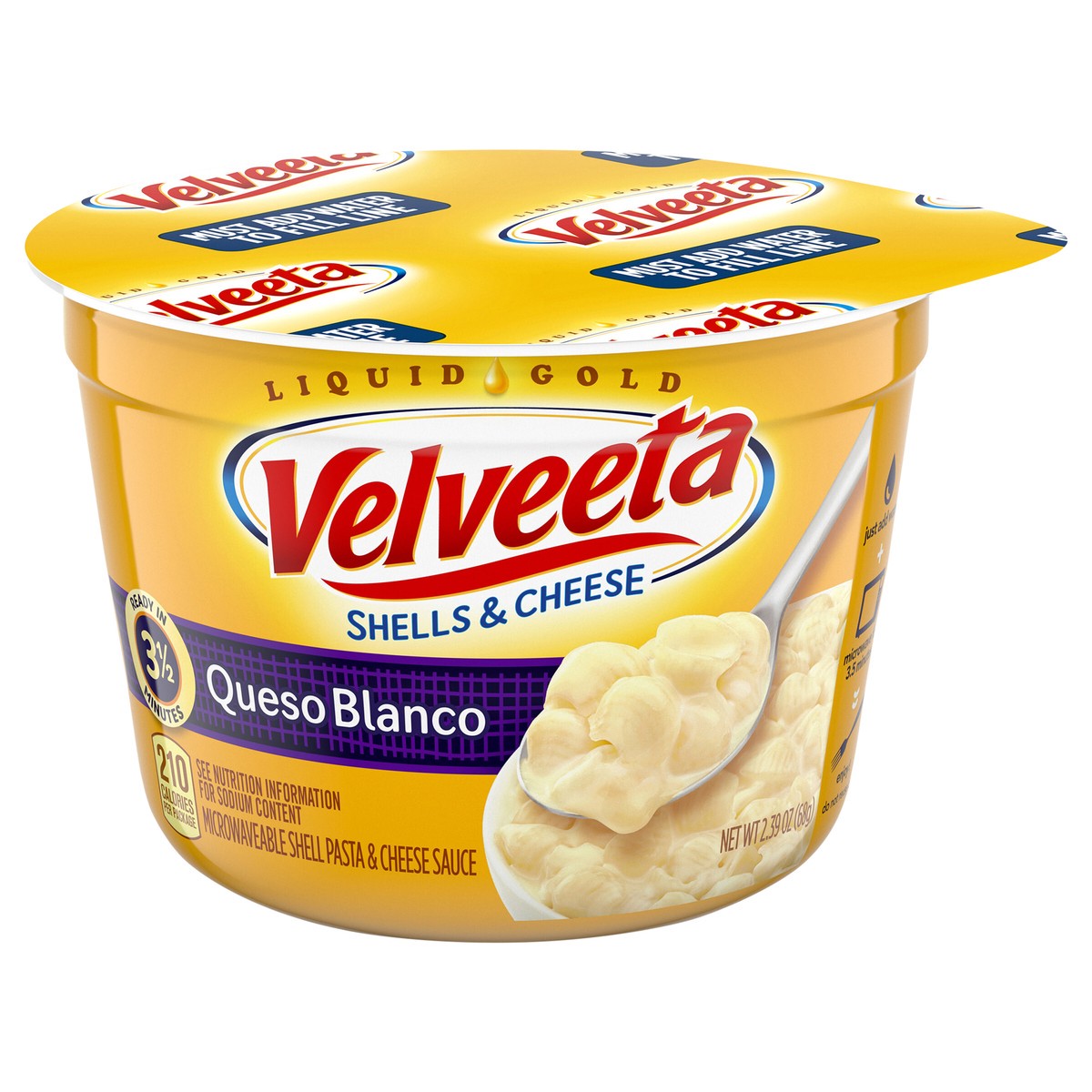 slide 1 of 9, Velveeta Shells & Cheese Queso Blanco Microwavable Shell Pasta & Cheese Sauce, 2.39 oz Cup, 2.39 oz