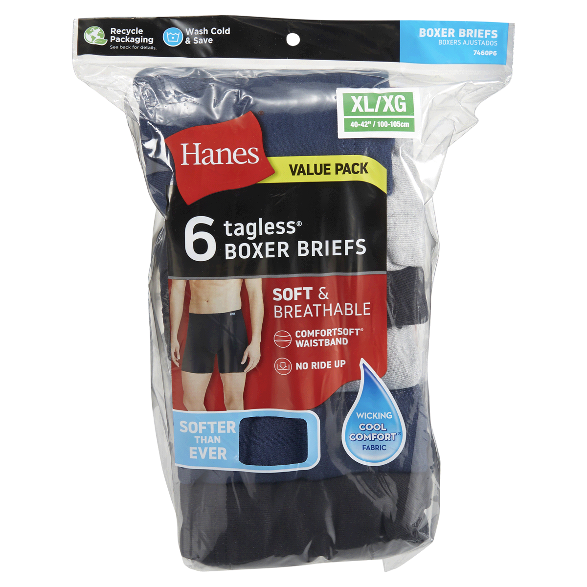 slide 1 of 29, Hanes Men's ComfortSoft Waistband Boxer Briefs, Assorted, X-Large, 6 ct