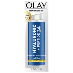 Olay Regenerist Hyaluronic + Peptide 24 Face Moisturizer, Fragrance-Free, SPF 30, 1.7 oz