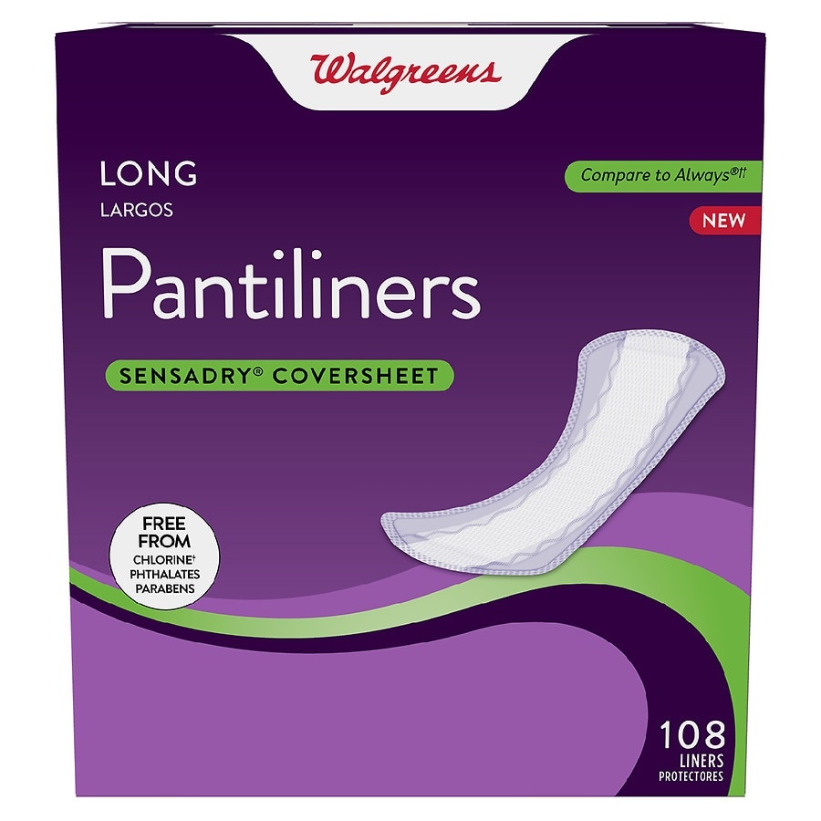slide 1 of 1, Walgreens Long Pantiliners, 108 ct