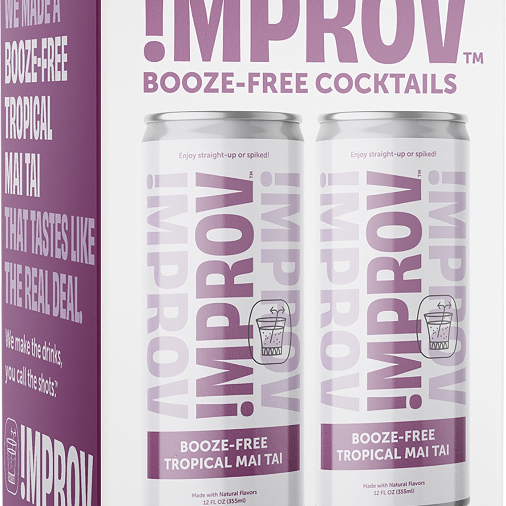 slide 1 of 1, Improv Booze-Free Tropical Mai Tai Cocktail 4 - 12 fl oz Cans, 4 ct; 12 oz
