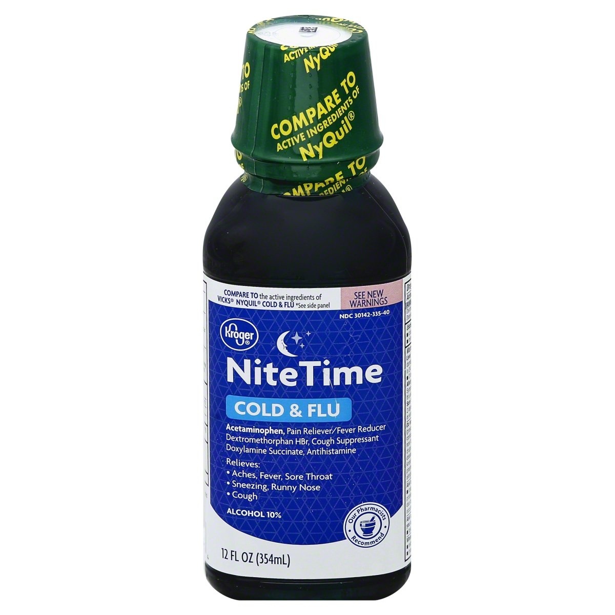 slide 1 of 1, Kroger Multi-Symptom Nitetime Cold & Flu Relief, 12 fl oz