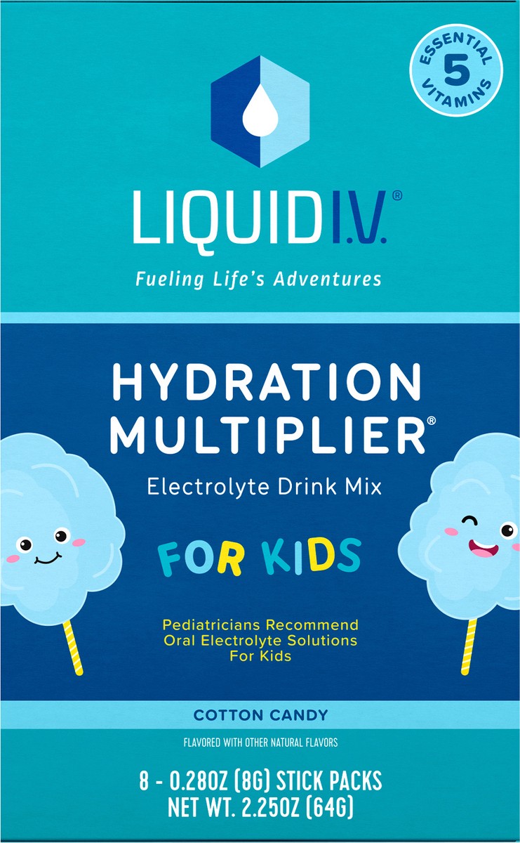 slide 7 of 7, Liquid I.V. Hydration Multiplier for Kids, Electrolyte Powder Packet Drink Mix, Cotton Candy- 2.25 oz, 2.25 oz