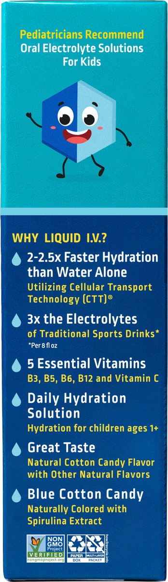 slide 4 of 7, Liquid I.V. Hydration Multiplier for Kids, Electrolyte Powder Packet Drink Mix, Cotton Candy- 2.25 oz, 2.25 oz