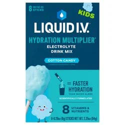 Liquid I.V. Hydration Multiplier +Kids - Cotton Candy - Hydration Powder Packets | Electrolyte Powder Drink Mix | Convenient Single-Serving Sticks | Non-GMO | 8 Sticks