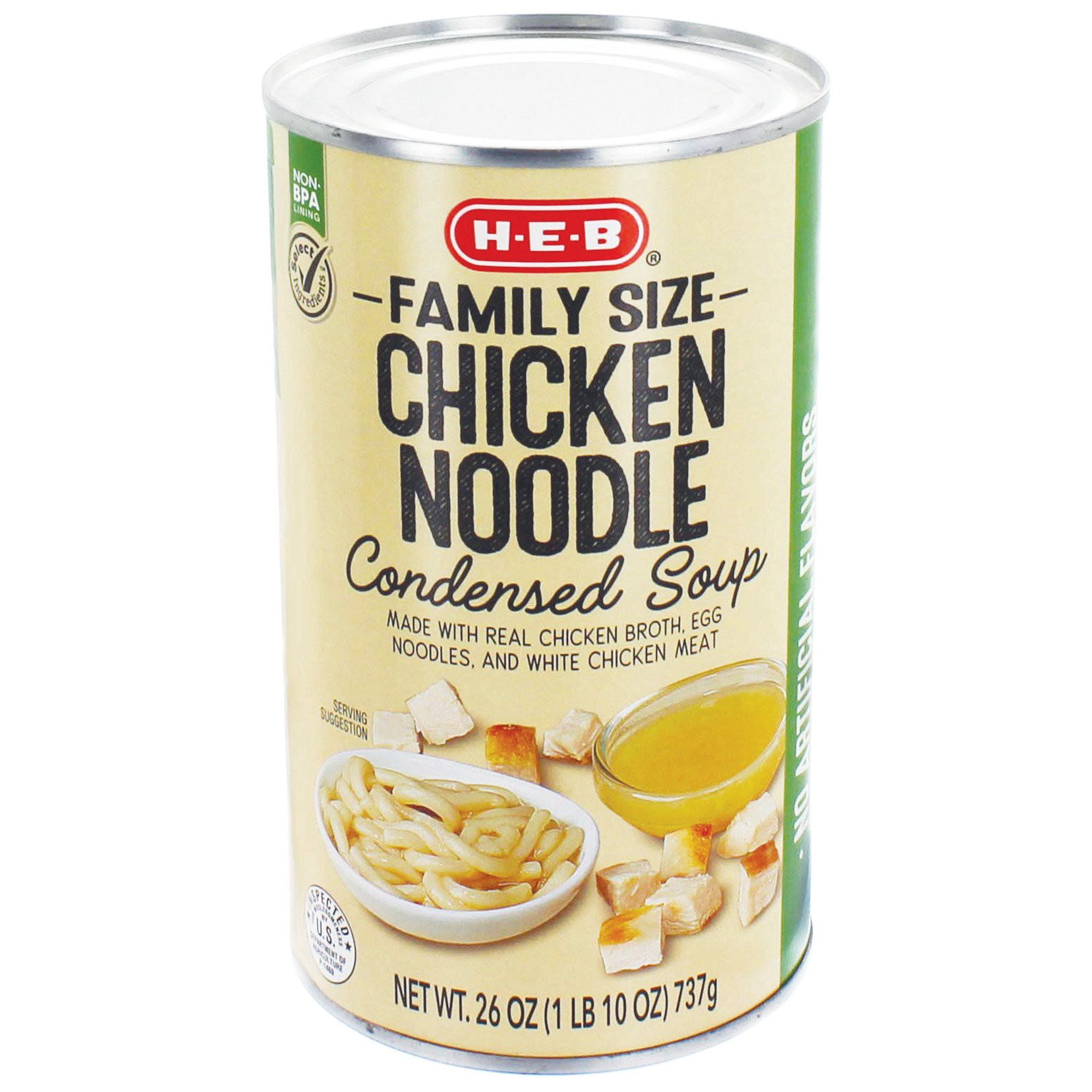 slide 1 of 1, H-E-B Select Ingredients Family Size Chicken Noodle Condensed Soup, 26 oz