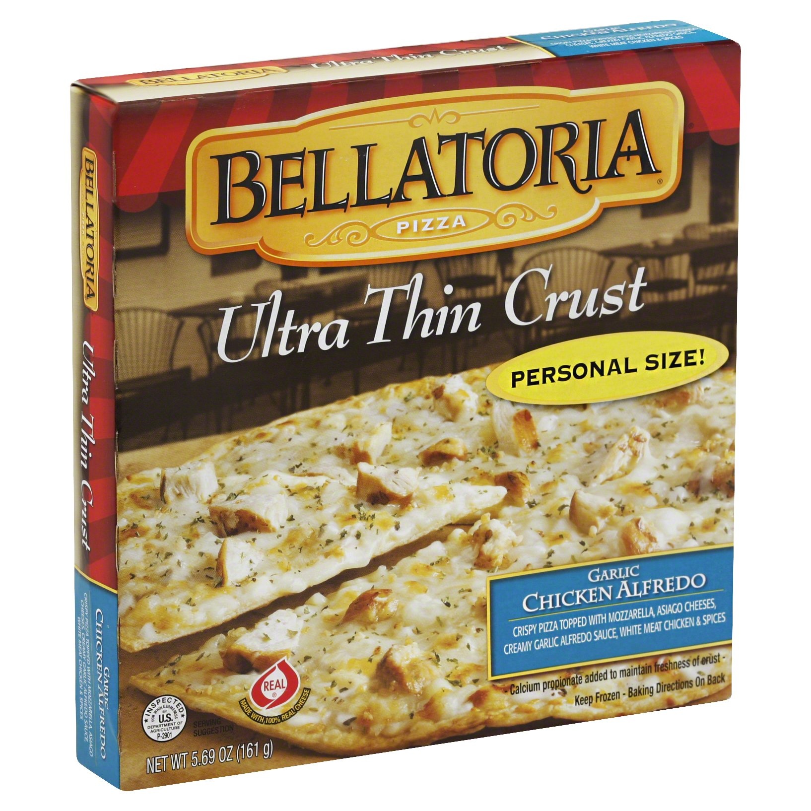 Bellatoria Ultra Thin Crust Garlic Chicken Alfredo Pizza, Personal Size 5.69 oz Shipt