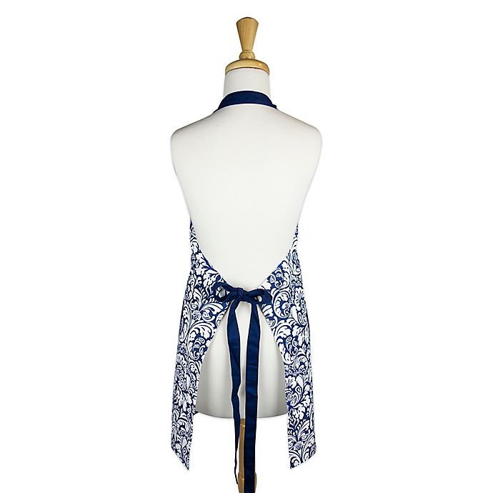 slide 2 of 3, Design Imports Damask Apron - Blue, 1 ct