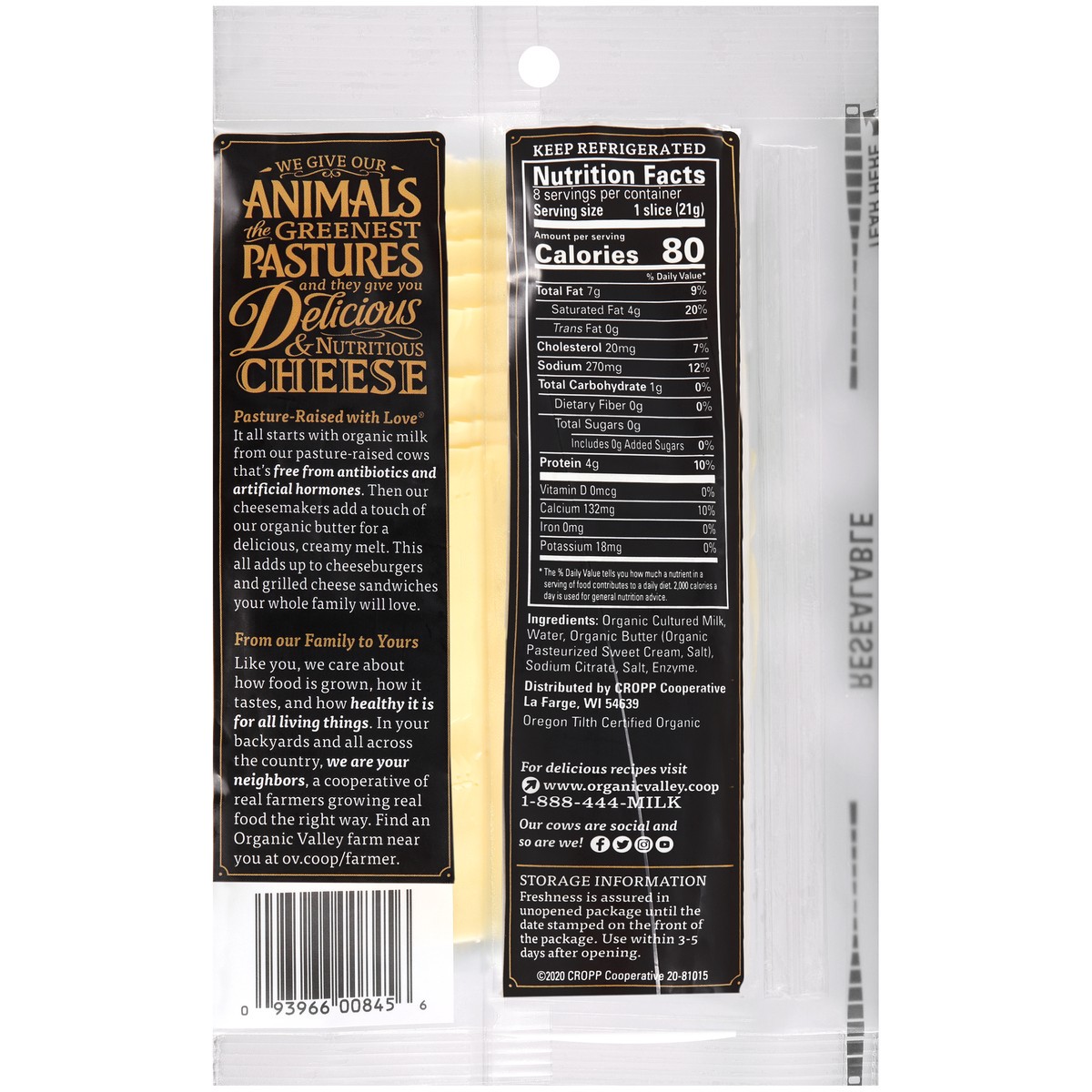 slide 9 of 10, Organic Valley Organic American Cheese Slices 8 ct Bag, 6 oz