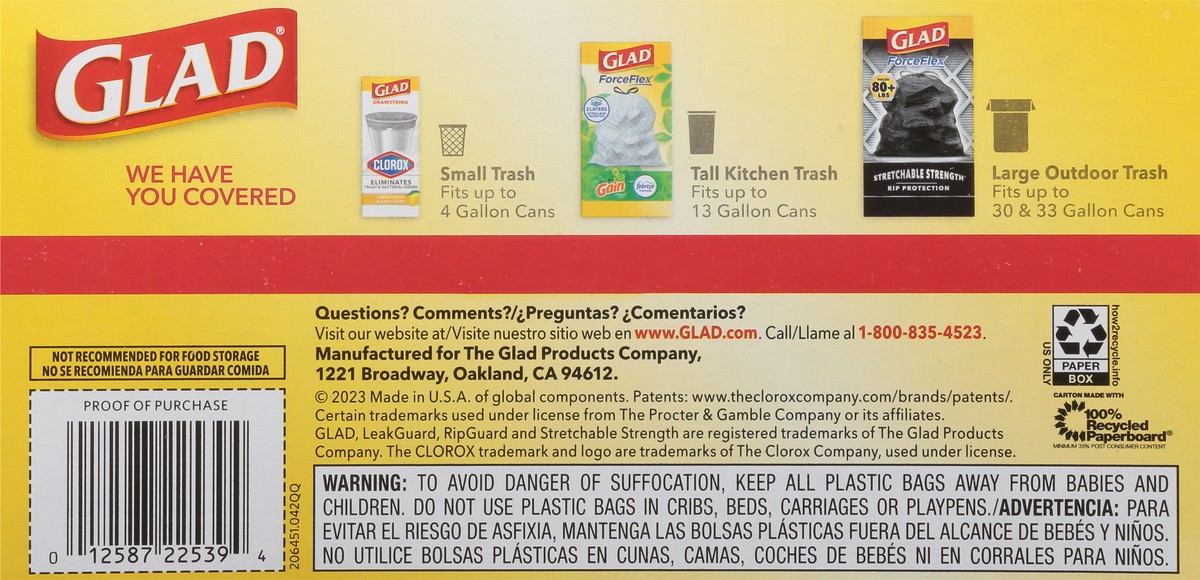slide 8 of 12, Glad ForceFlex 13 Gallon Kitchen Drawstring Fragrance Free Bags Tall 80 ea, 80 ct