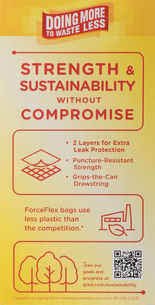 slide 5 of 12, Glad ForceFlex 13 Gallon Kitchen Drawstring Fragrance Free Bags Tall 80 ea, 80 ct