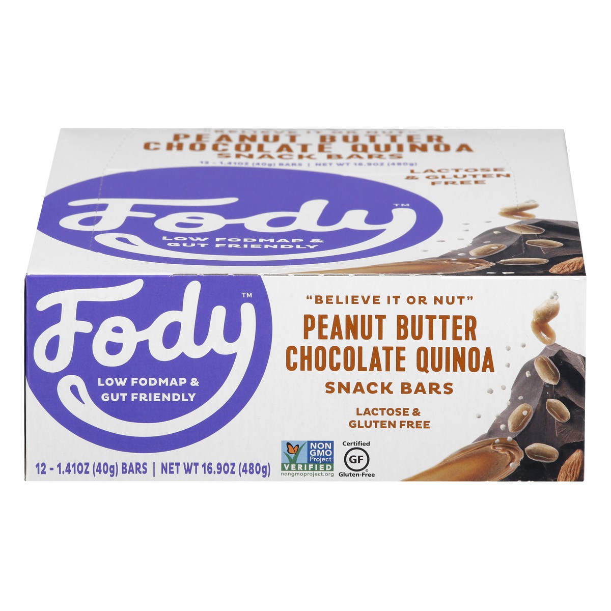 slide 13 of 13, Fody Peanut Butter Chocolate Quinoa Snack Bars 12 ea, 12 ct