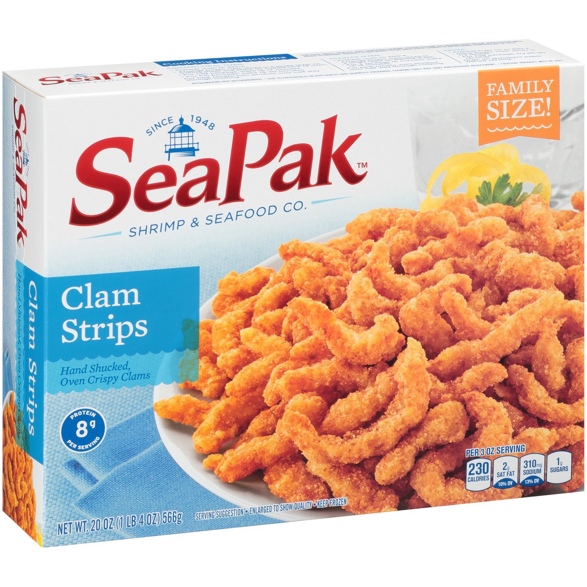slide 6 of 9, SeaPak Wild Caught Golden Crispy Clam Strips Family Size! 20 oz, 20 oz