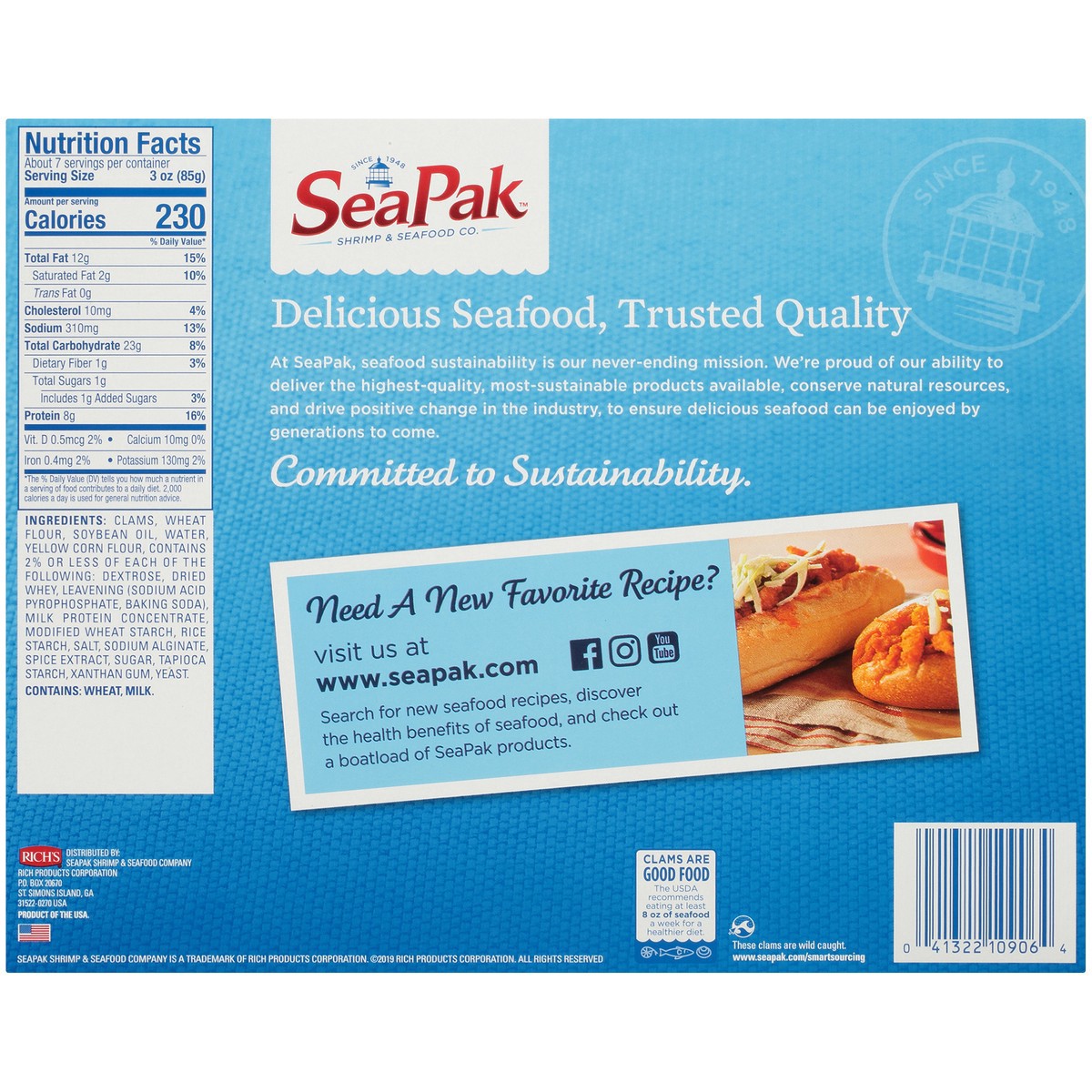 slide 4 of 9, SeaPak Wild Caught Golden Crispy Clam Strips Family Size! 20 oz, 20 oz