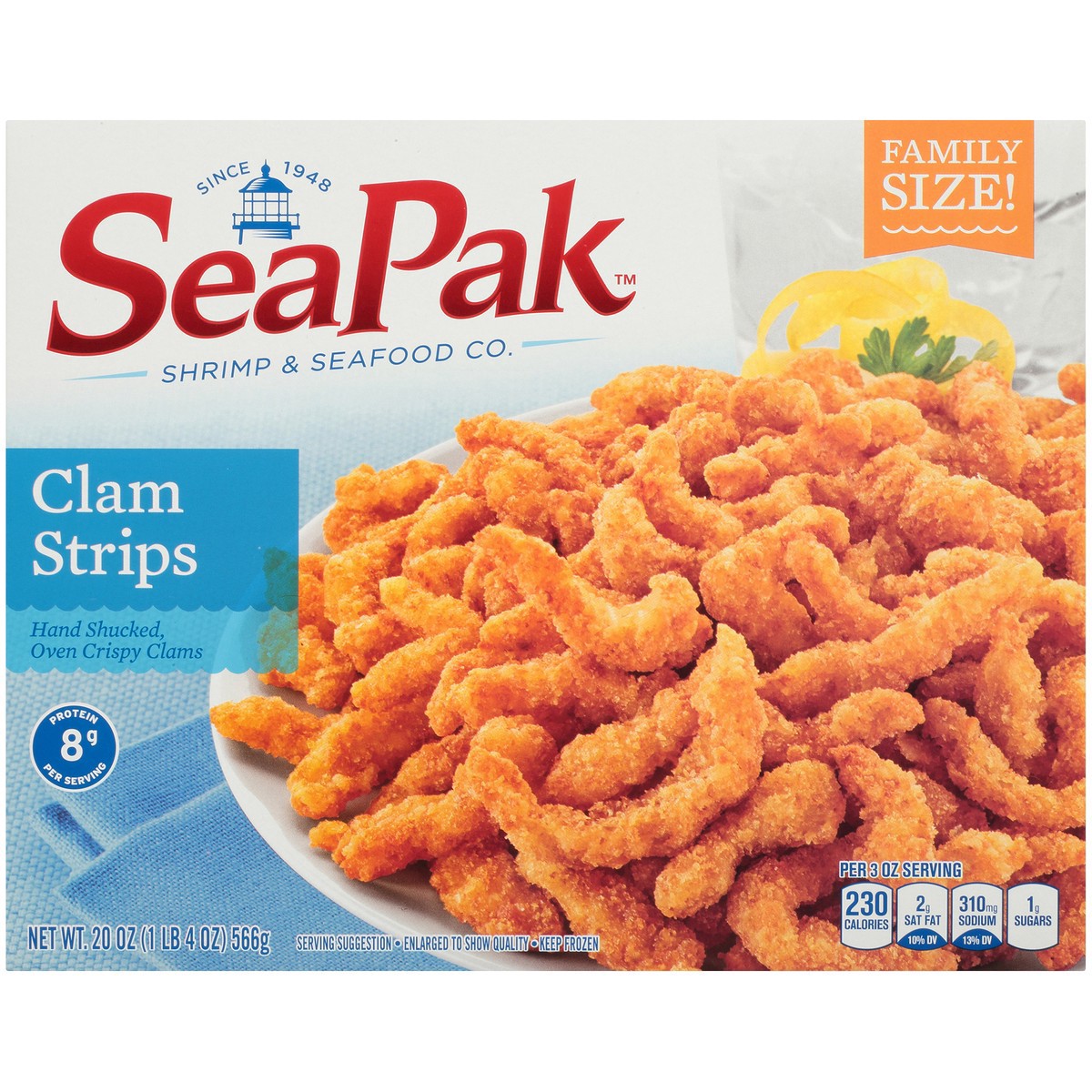 slide 7 of 9, SeaPak Wild Caught Golden Crispy Clam Strips Family Size! 20 oz, 20 oz