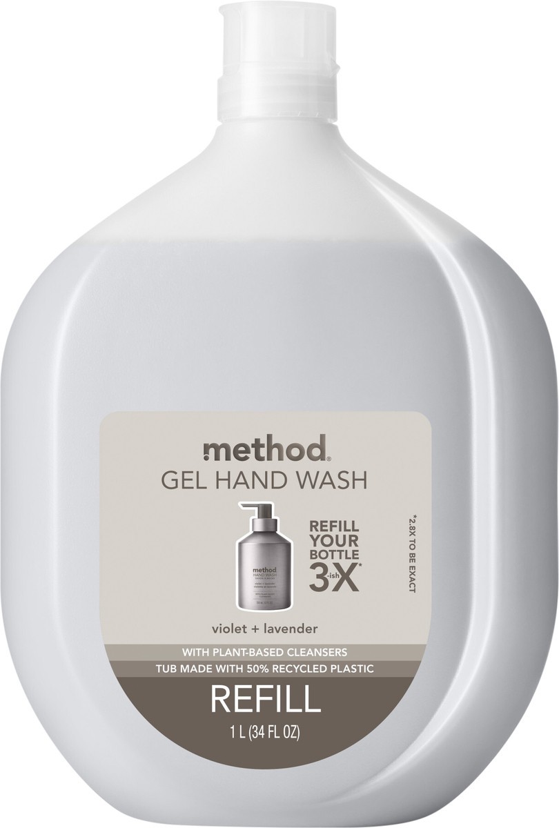 slide 3 of 3, method Premium Gel Hand Wash Refill, Lavender + Violet, 34 Ounce, 34 fl oz