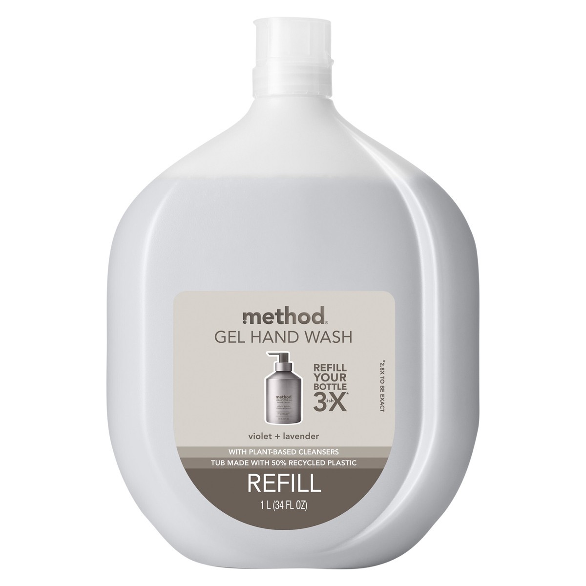 slide 1 of 3, method Premium Gel Hand Wash Refill, Lavender + Violet, 34 Ounce, 34 fl oz