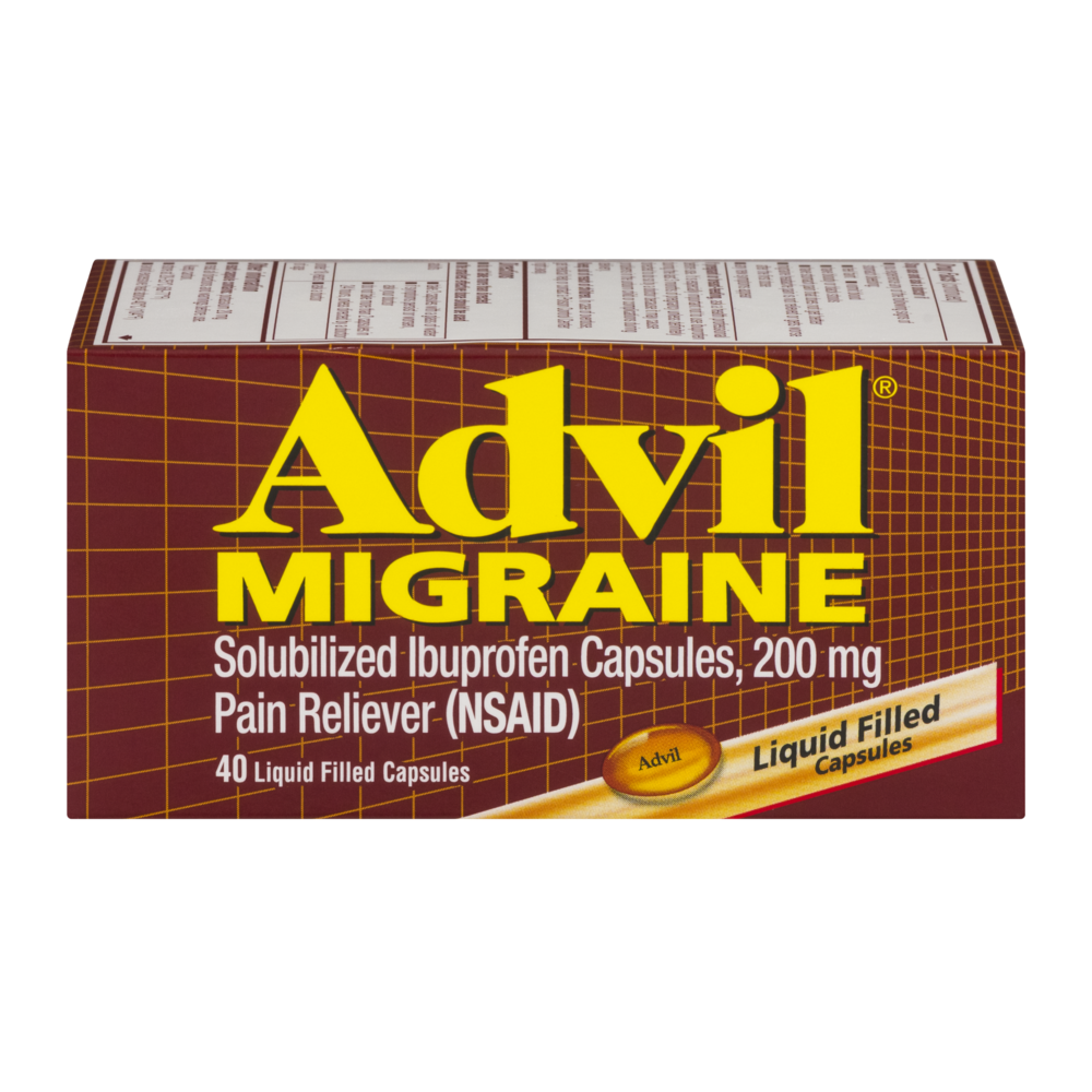 slide 1 of 1, Advil Migraine Pain Reliever in Liquid Filled Capsules, 40 ct