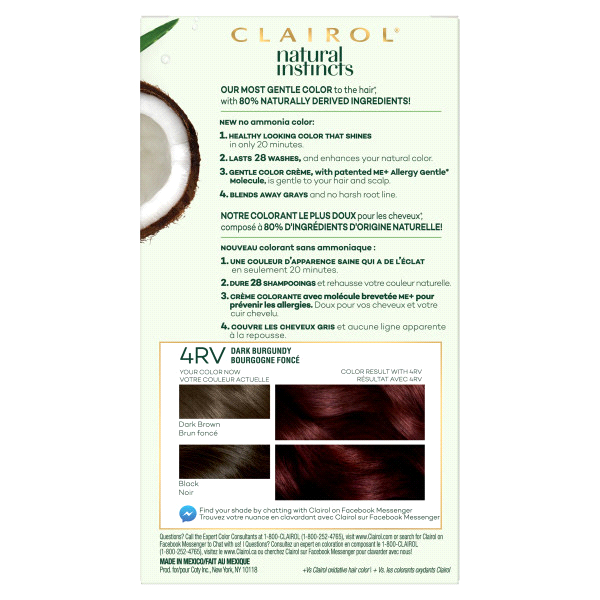 slide 5 of 5, Clairol Natural Instincts Semi-Permanent Hair Color, 4RV Dark Brugundy, Rich Plum, 1 ct