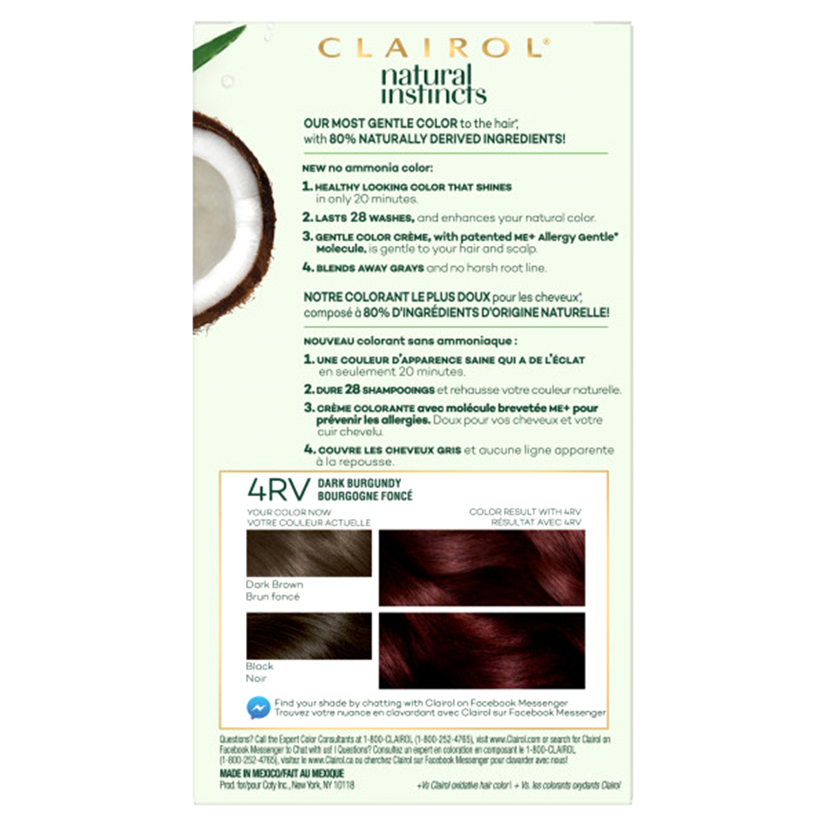 slide 4 of 5, Clairol Natural Instincts Semi-Permanent Hair Color, 4RV Dark Brugundy, Rich Plum, 1 ct