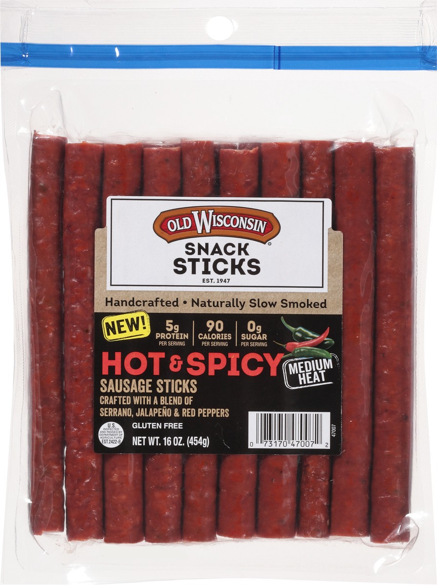 slide 6 of 12, Old Wisconsin Hot & Spicy Snack Sticks - 16 oz, 16 oz