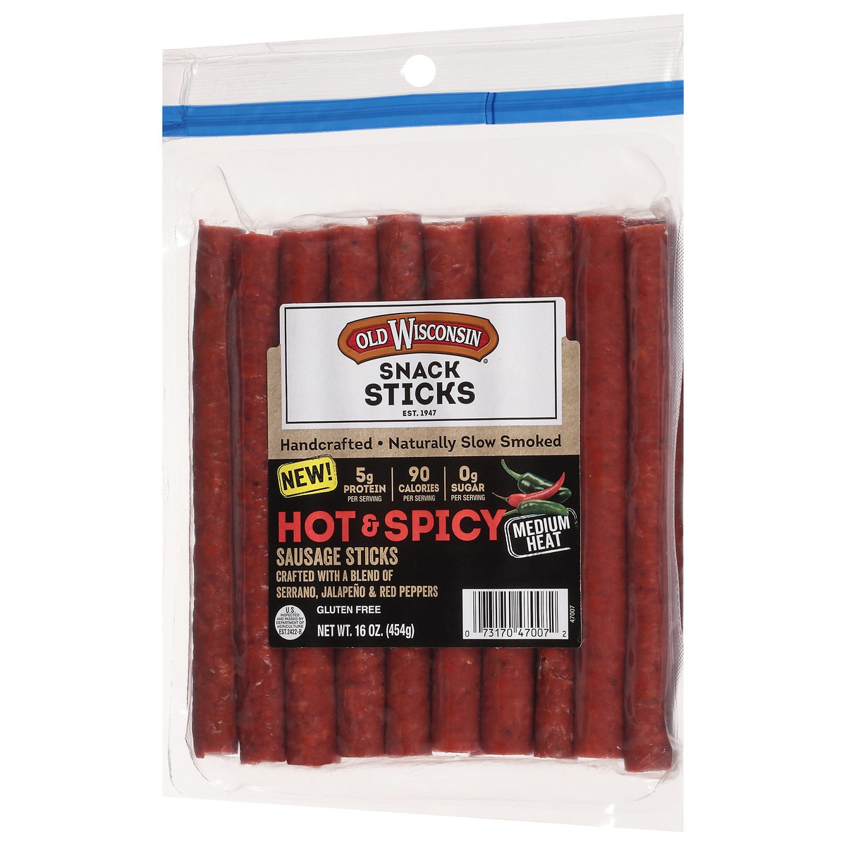 slide 2 of 12, Old Wisconsin Hot & Spicy Snack Sticks - 16 oz, 16 oz