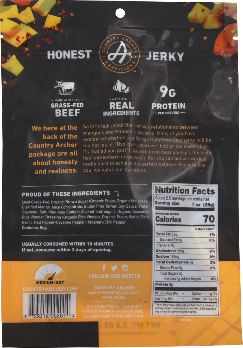 slide 4 of 9, Country Archer Mango Habanero Beef Jerky, 2.5 oz