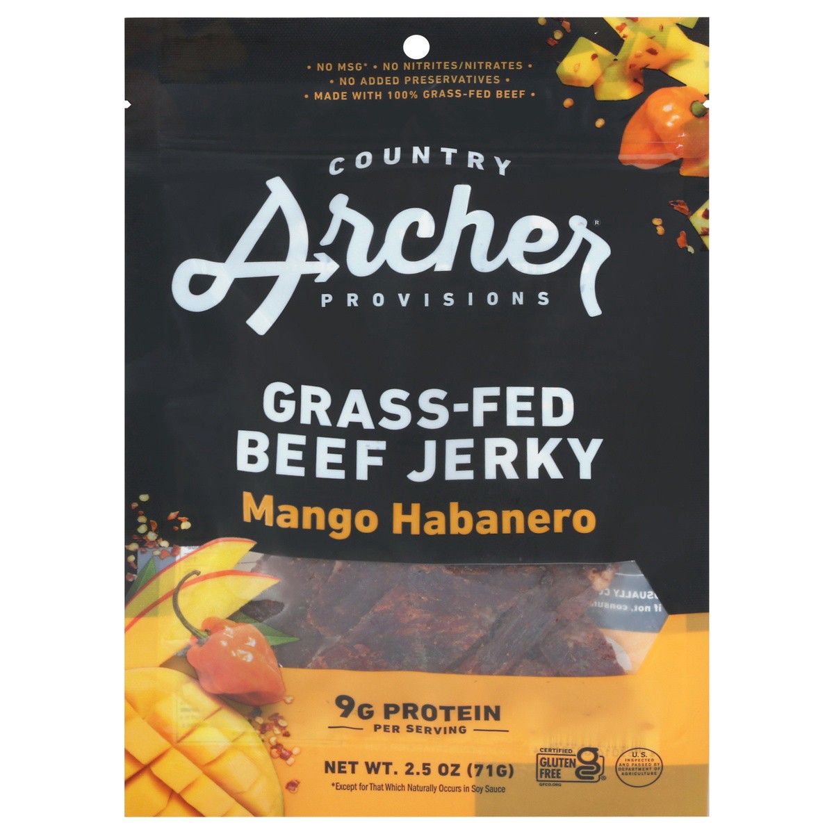 slide 1 of 9, Country Archer Mango Habanero Beef Jerky, 2.5 oz