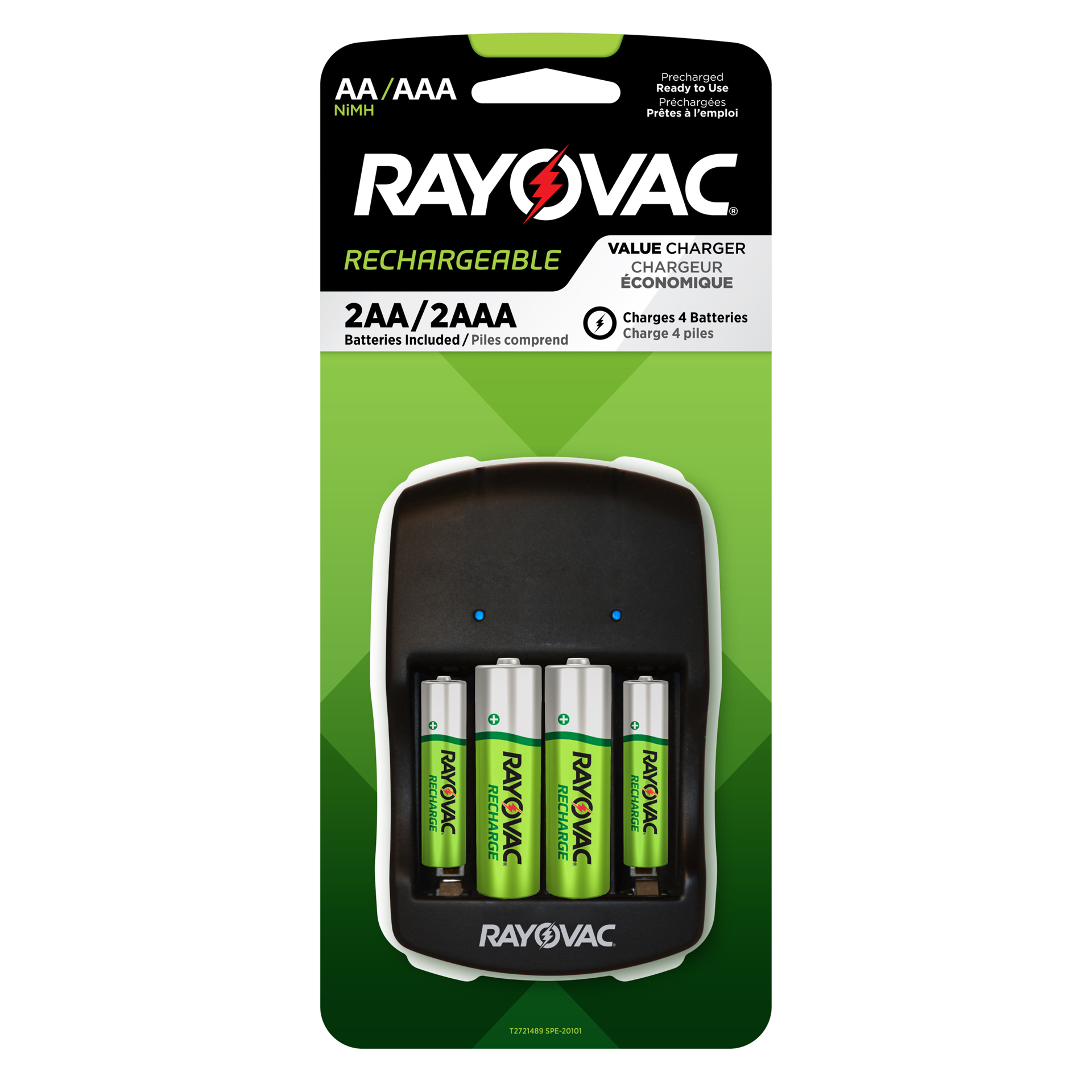 slide 1 of 1, Rayovac Recharge 4 Position AA/AAA Charger with Batteries, 1 ct