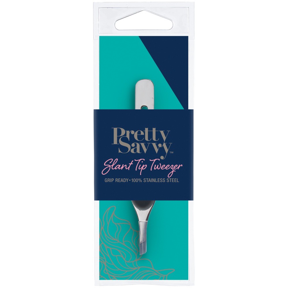 slide 1 of 2, Pretty Savvy Slant Tip Grip Ready Tweezers, 1 ct