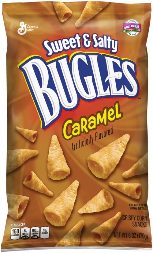 slide 1 of 1, Bugles Sweet and Salty Caramel Snacks, 6 oz