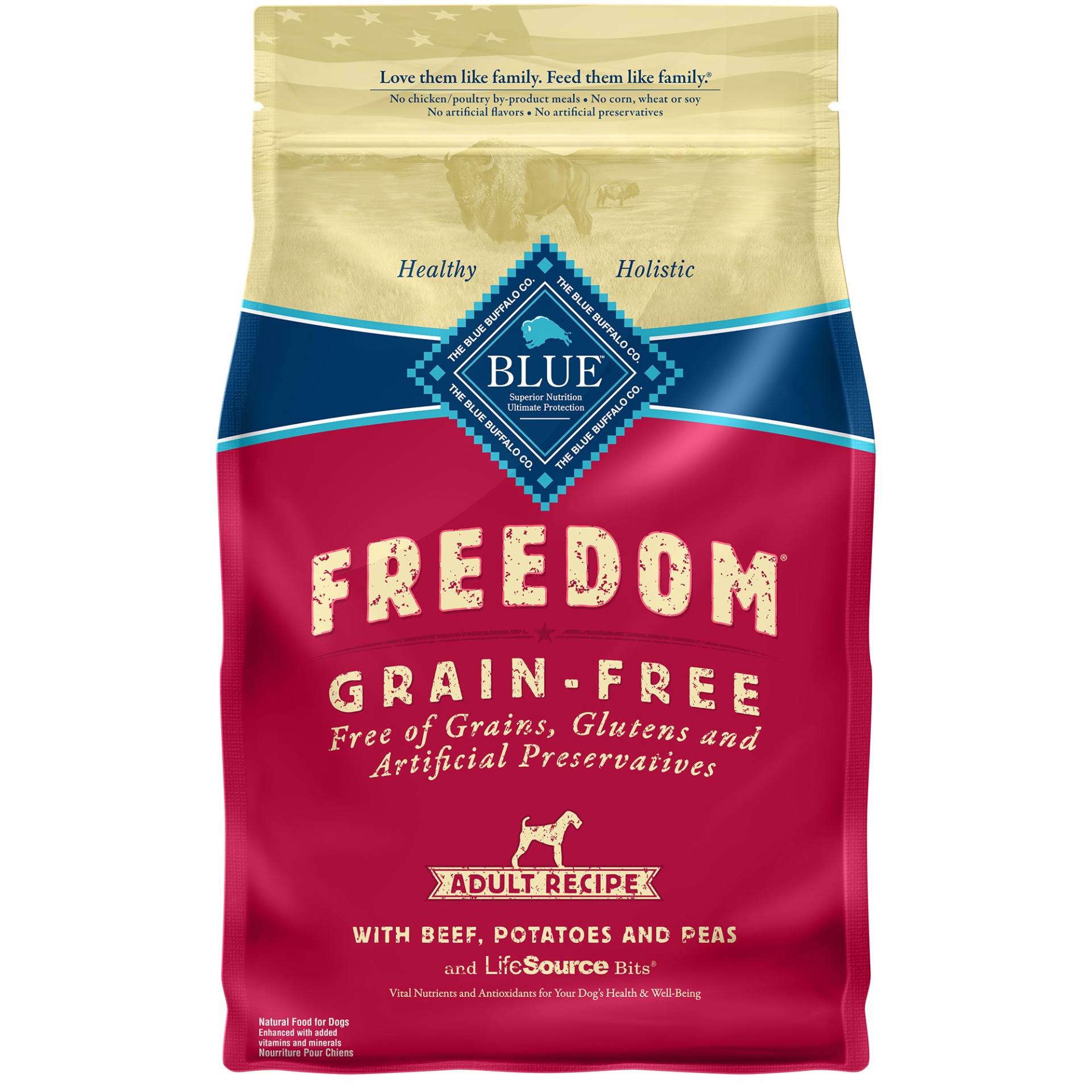 slide 1 of 1, Blue Buffalo Blue Freedom Grain-Free Adult Beef Recipe Dry Dog Food, 4 lb