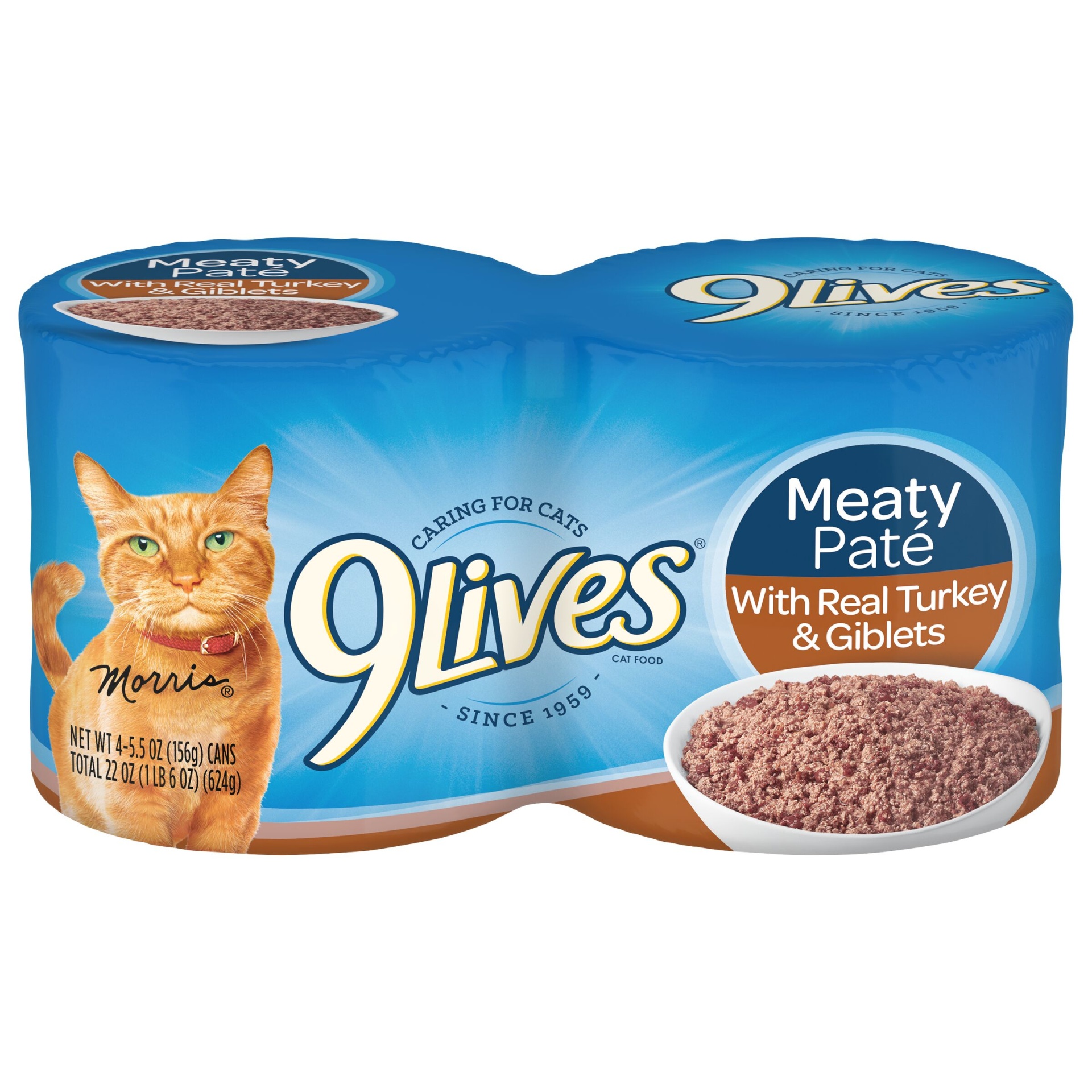 slide 1 of 2, 9Lives Cat Food, Meaty Paté with Real Turkey & Giblets, 4 ct; 5.5 oz