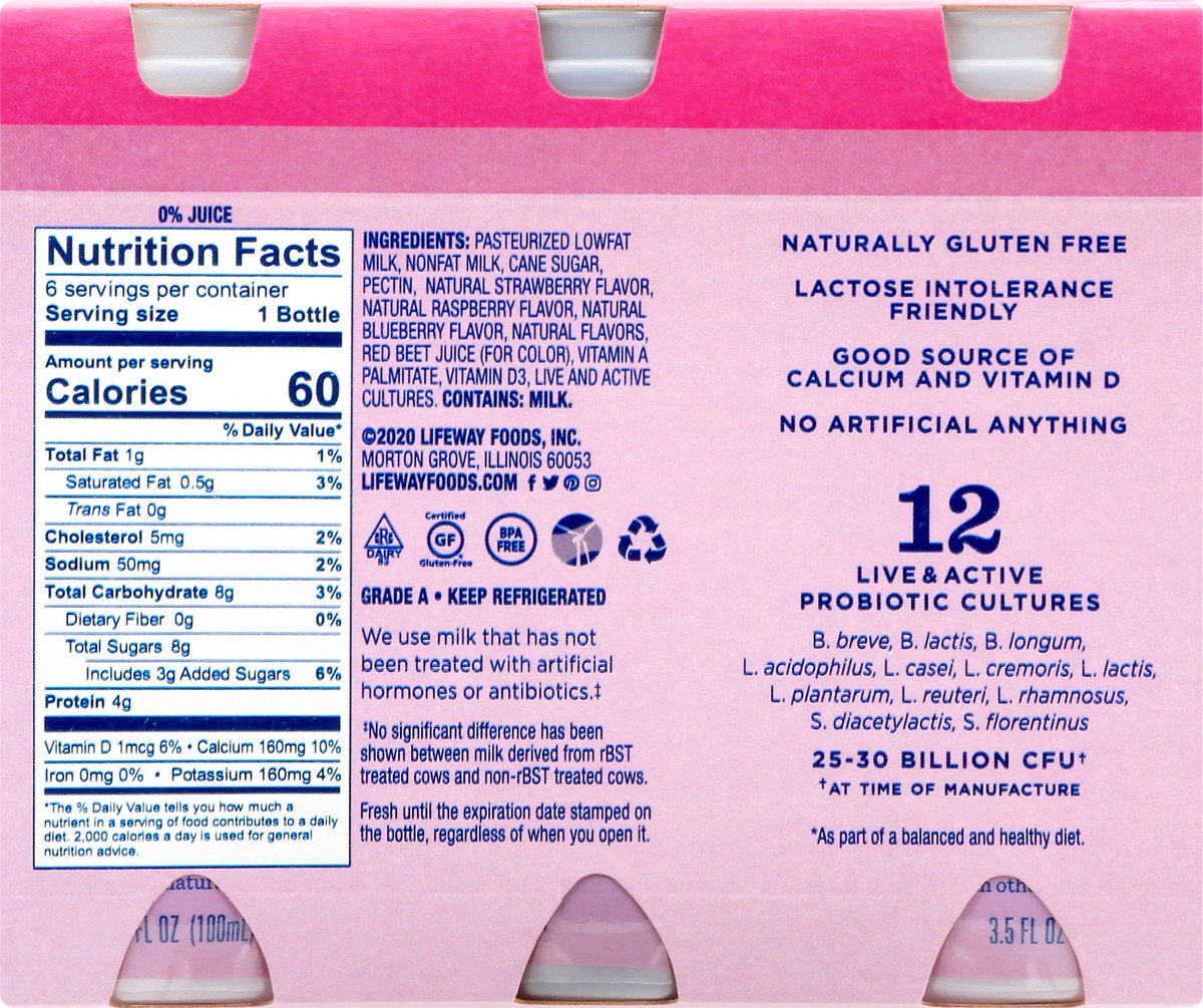 slide 3 of 13, Lifeway 6 Pack Probiotic Mixed Berry Kefir 6 ea, 6 ct