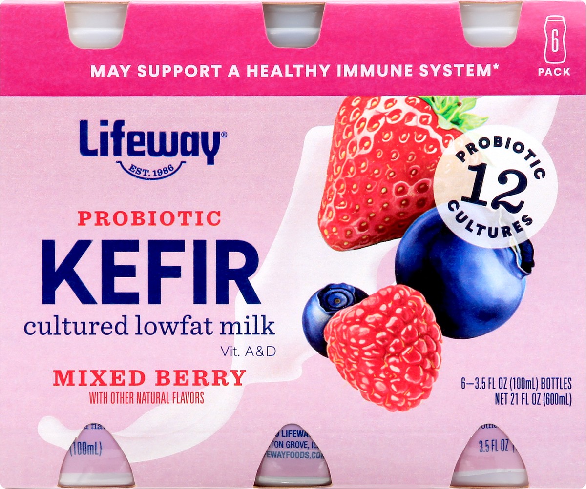 slide 4 of 13, Lifeway 6 Pack Probiotic Mixed Berry Kefir 6 ea, 6 ct