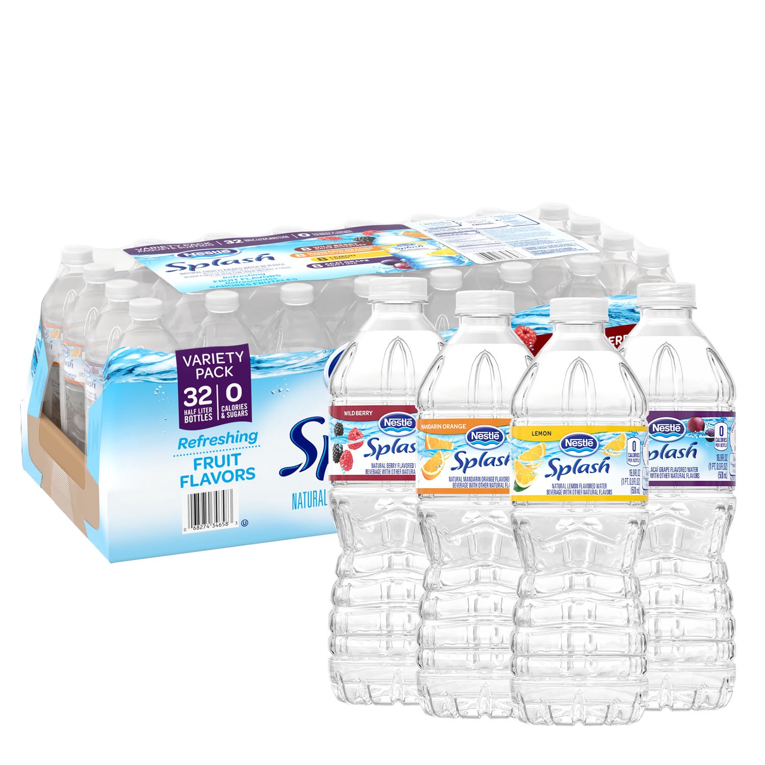 slide 2 of 5, Nestle Splash, Flavored Water Beverage, Variety Pack- 16.9 fl oz, 32 ct