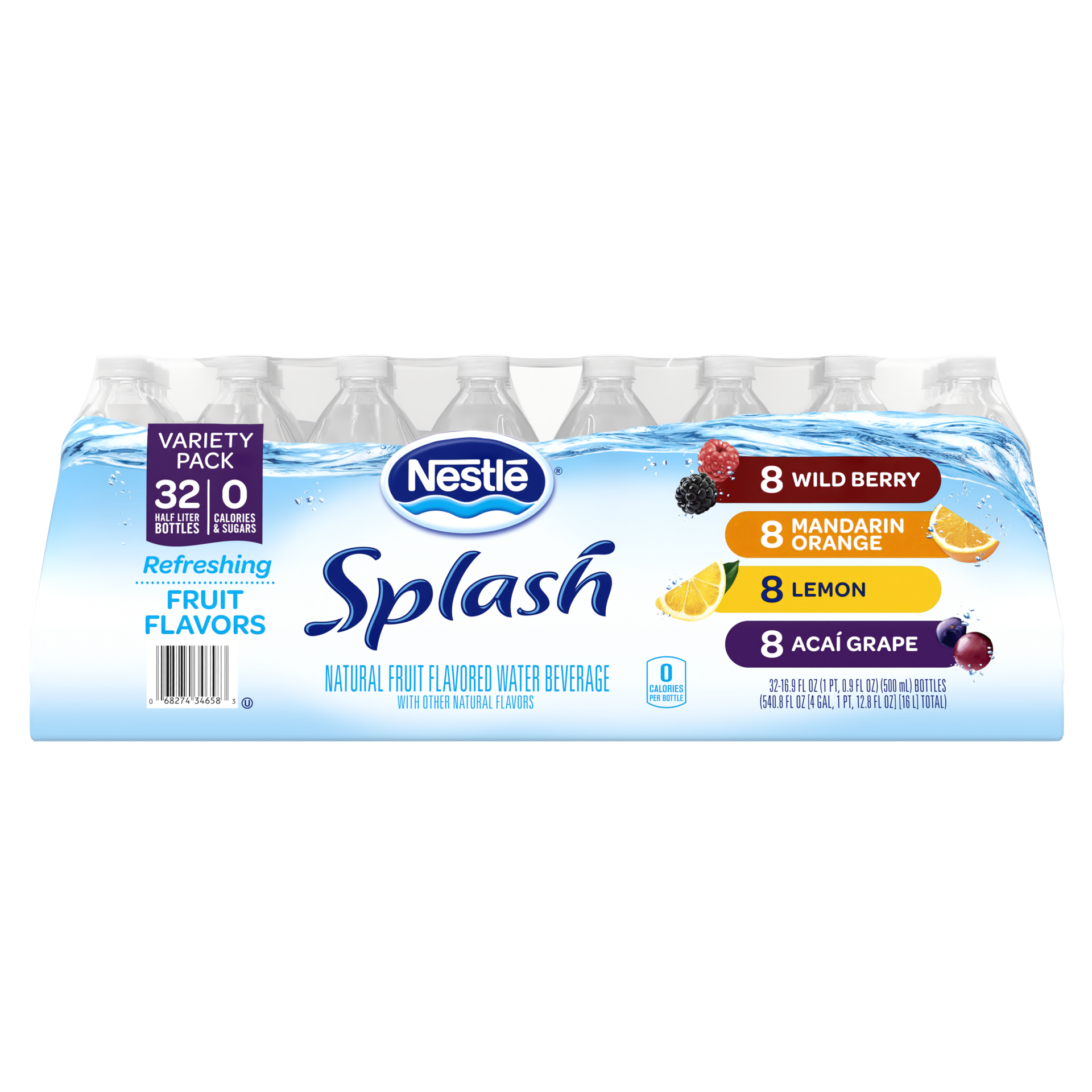 slide 1 of 5, Nestle Splash, Flavored Water Beverage, Variety Pack- 16.9 fl oz, 32 ct