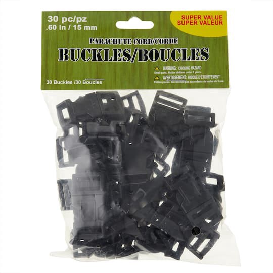 slide 1 of 3, Pepperell Branding Co. Parachute Cord Buckles, 15mm, Value Pack, 15mm